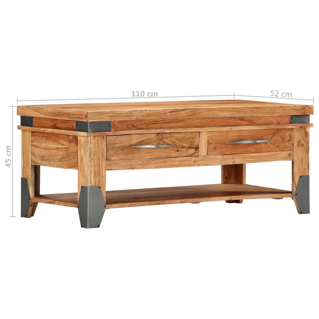 tömör akácfa dohányzóasztal 110 x 52 x 45 cm