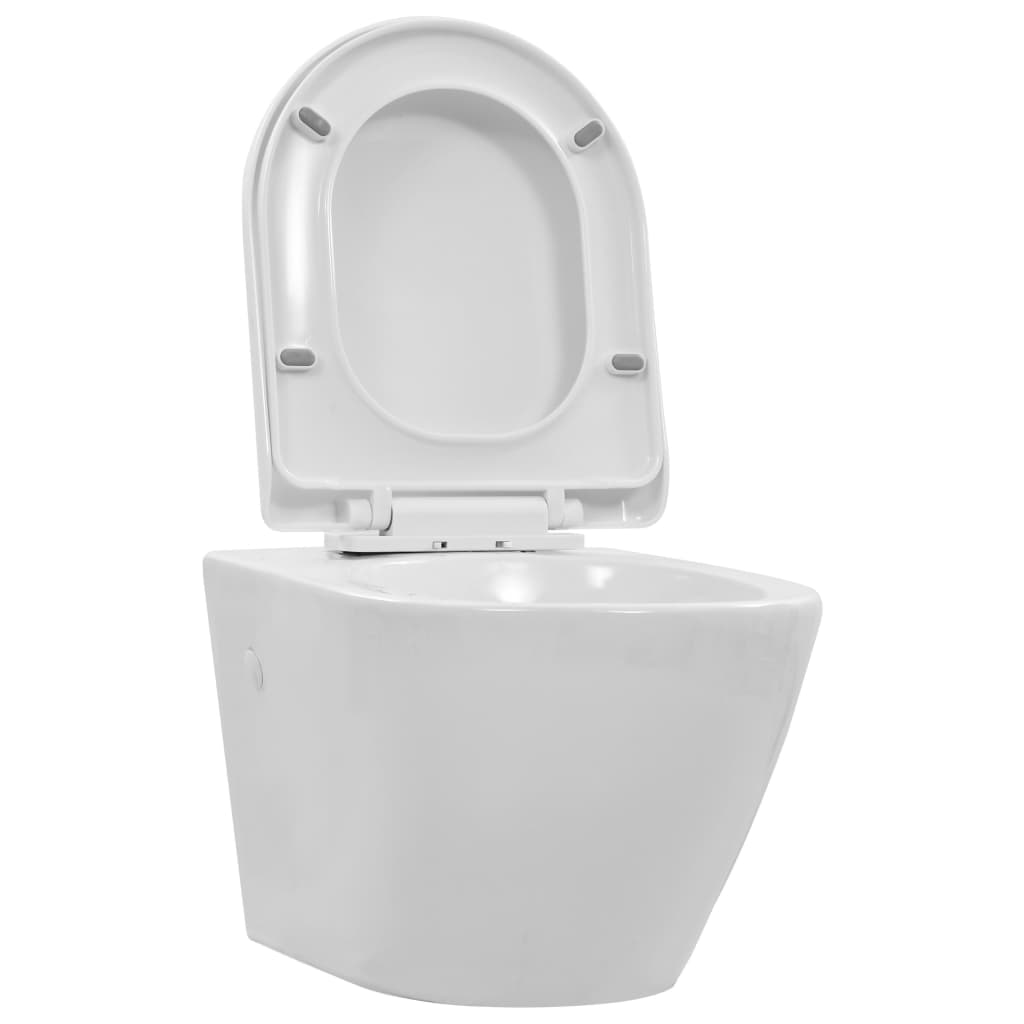 fehér kerámia perem nélküli fali WC