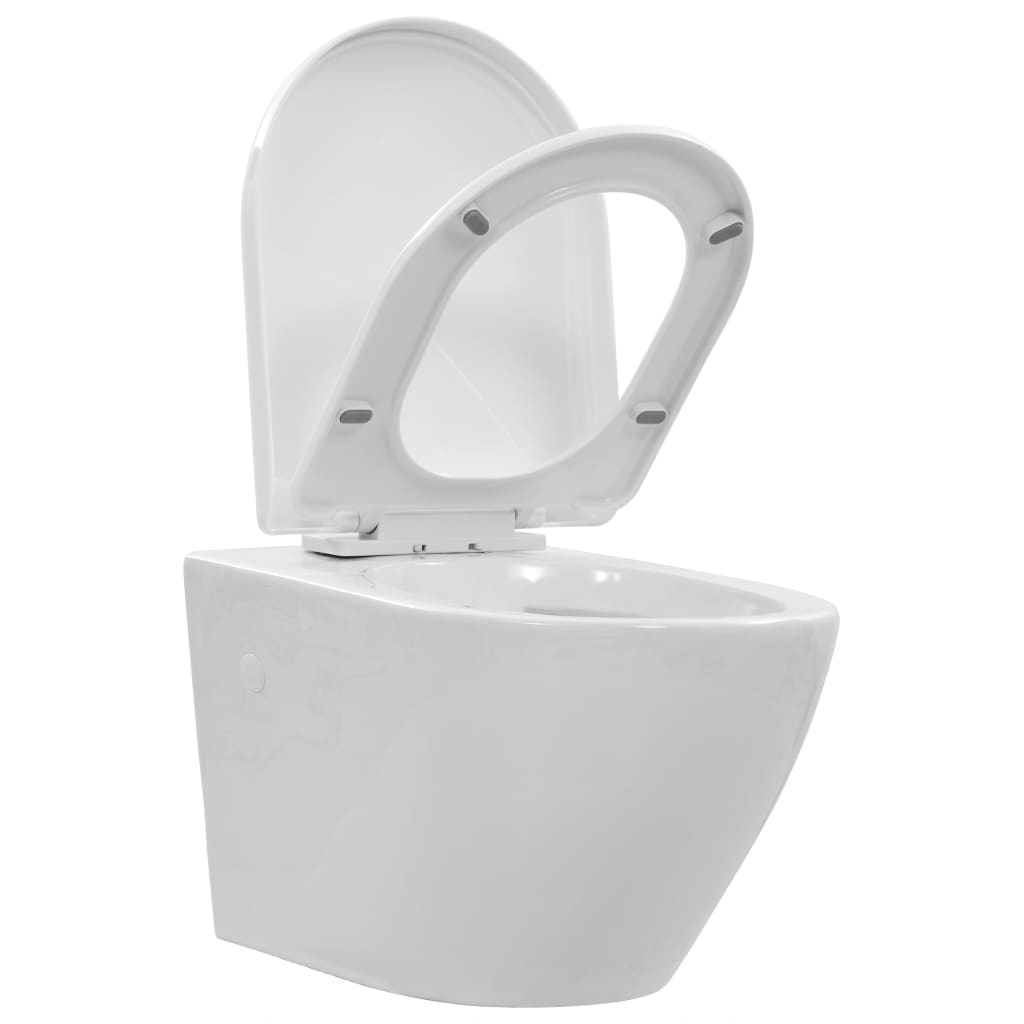 fehér kerámia perem nélküli fali WC