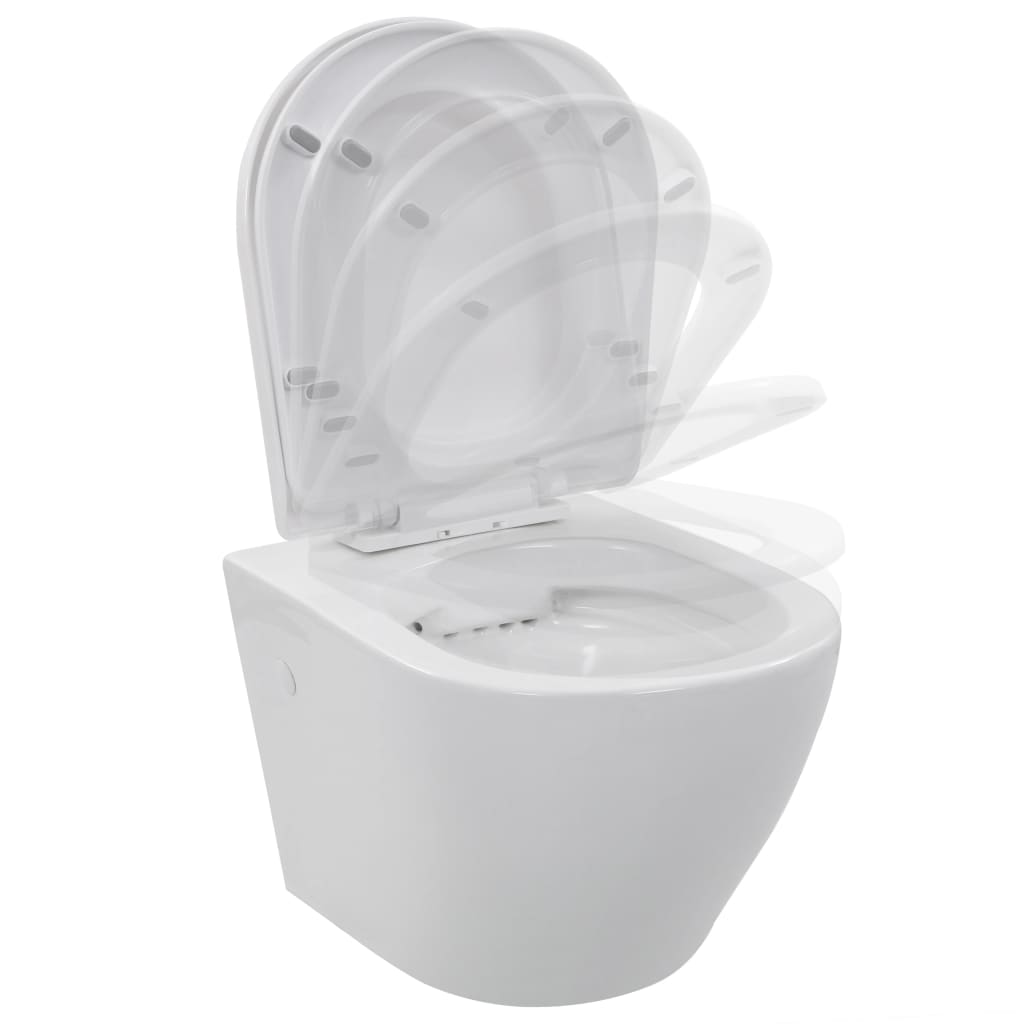 fehér kerámia perem nélküli fali WC