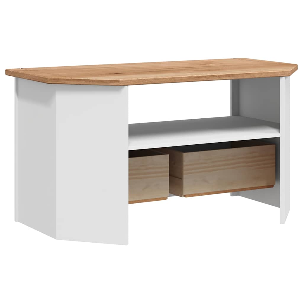 fehér tömör fenyőfa sarok TV-szekrény 93 x 49 x 49 cm