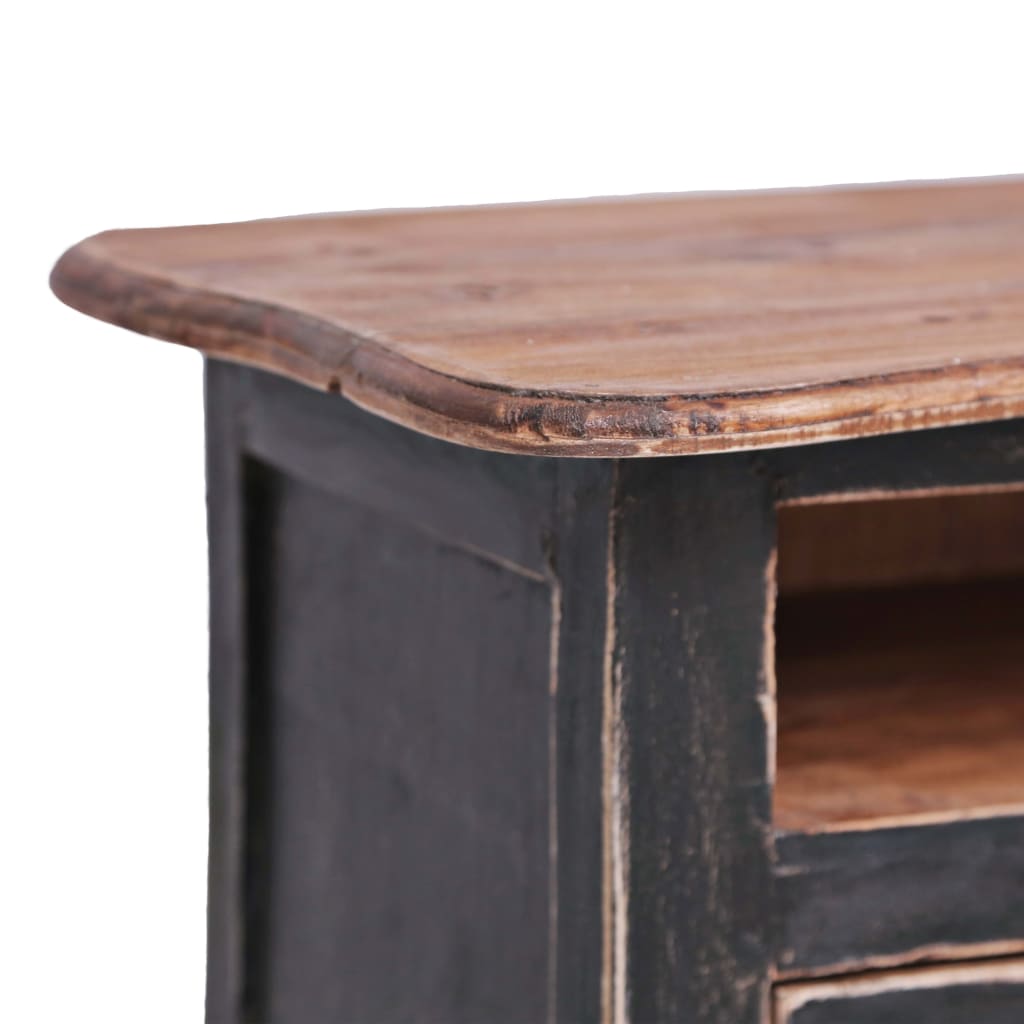 fekete tömör mahagóni fa TV-szekrény 120 x 30 x 40 cm