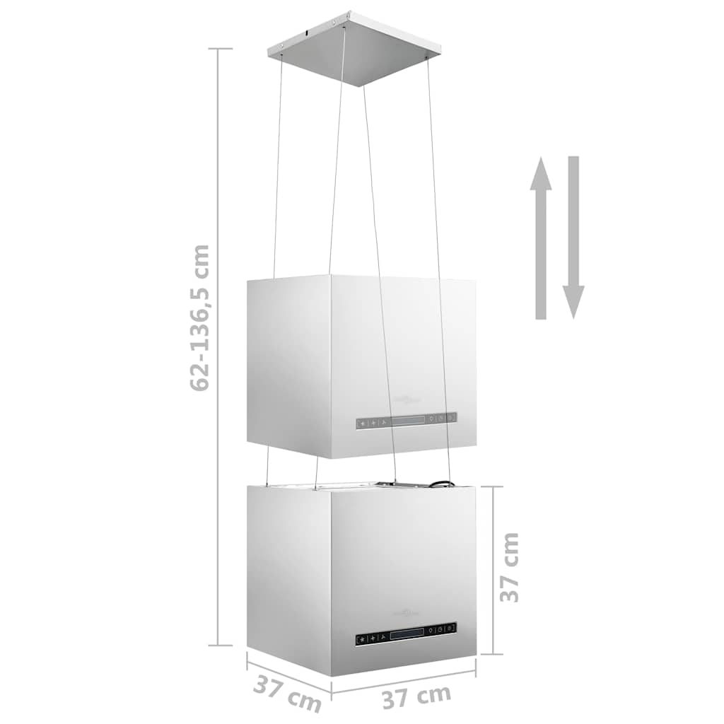 rozsdamentes acél LCD érintőképernyős sziget páraelszívó 37 cm