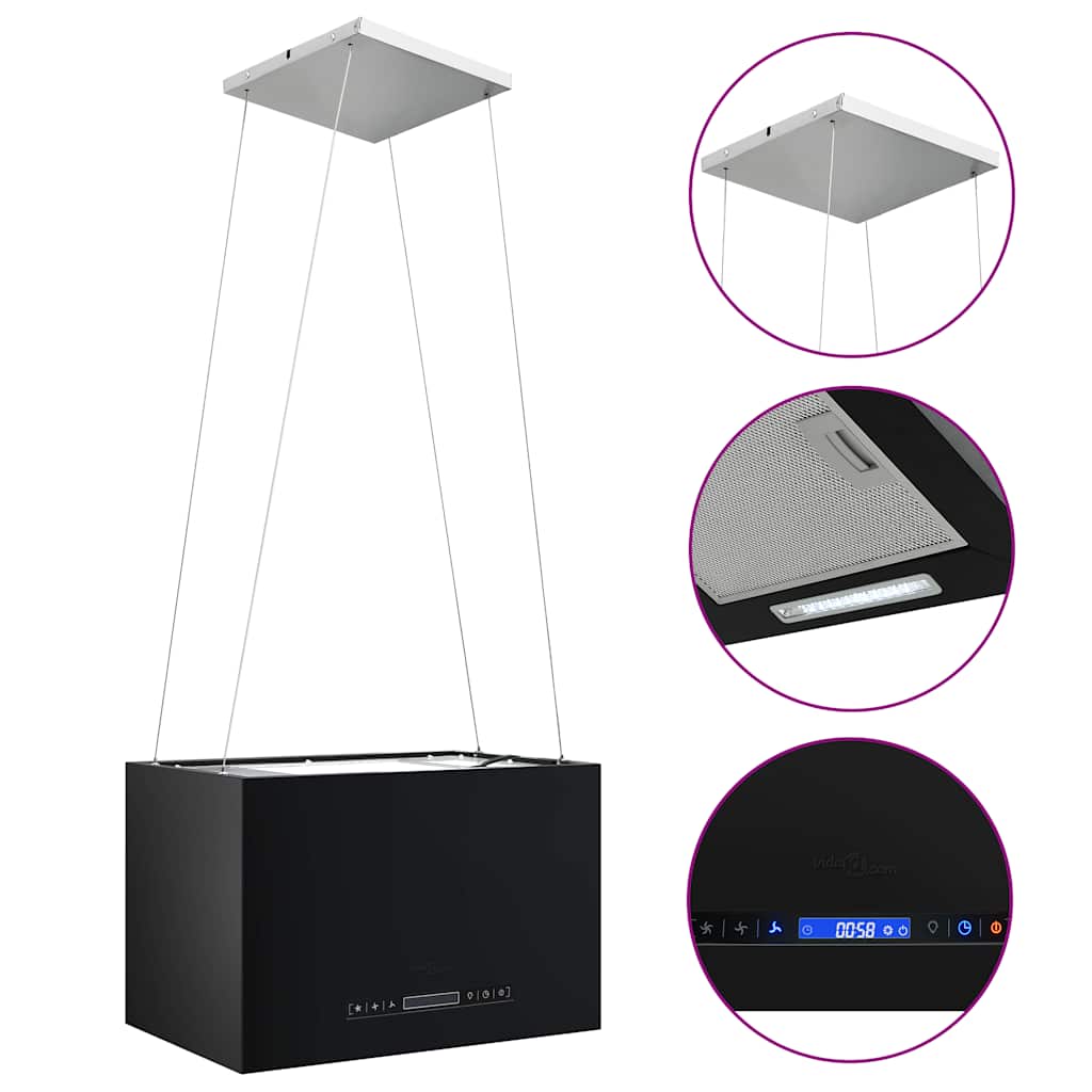 porszórt acél LCD érintőképernyős sziget páraelszívó 55 cm