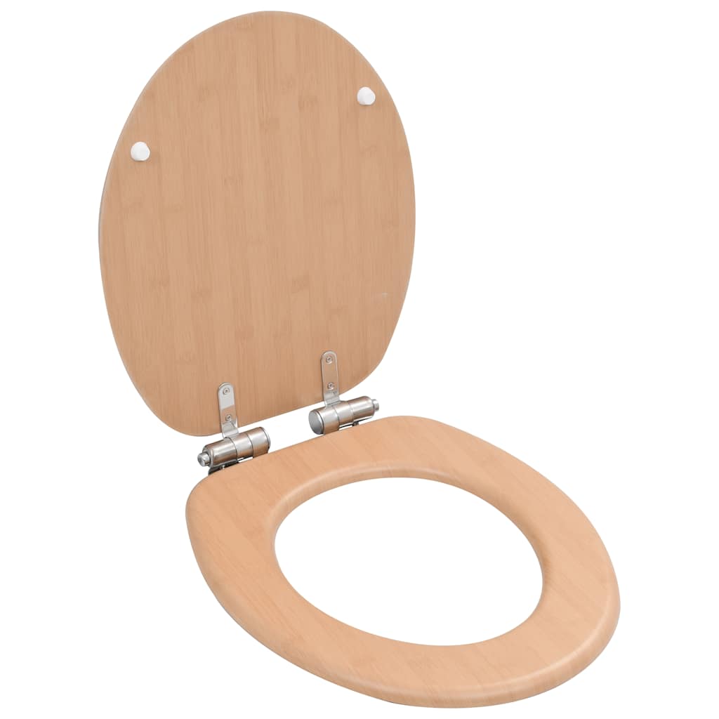 2 db bambuszmintás MDF WC-ülőke lassan csukódó fedéllel