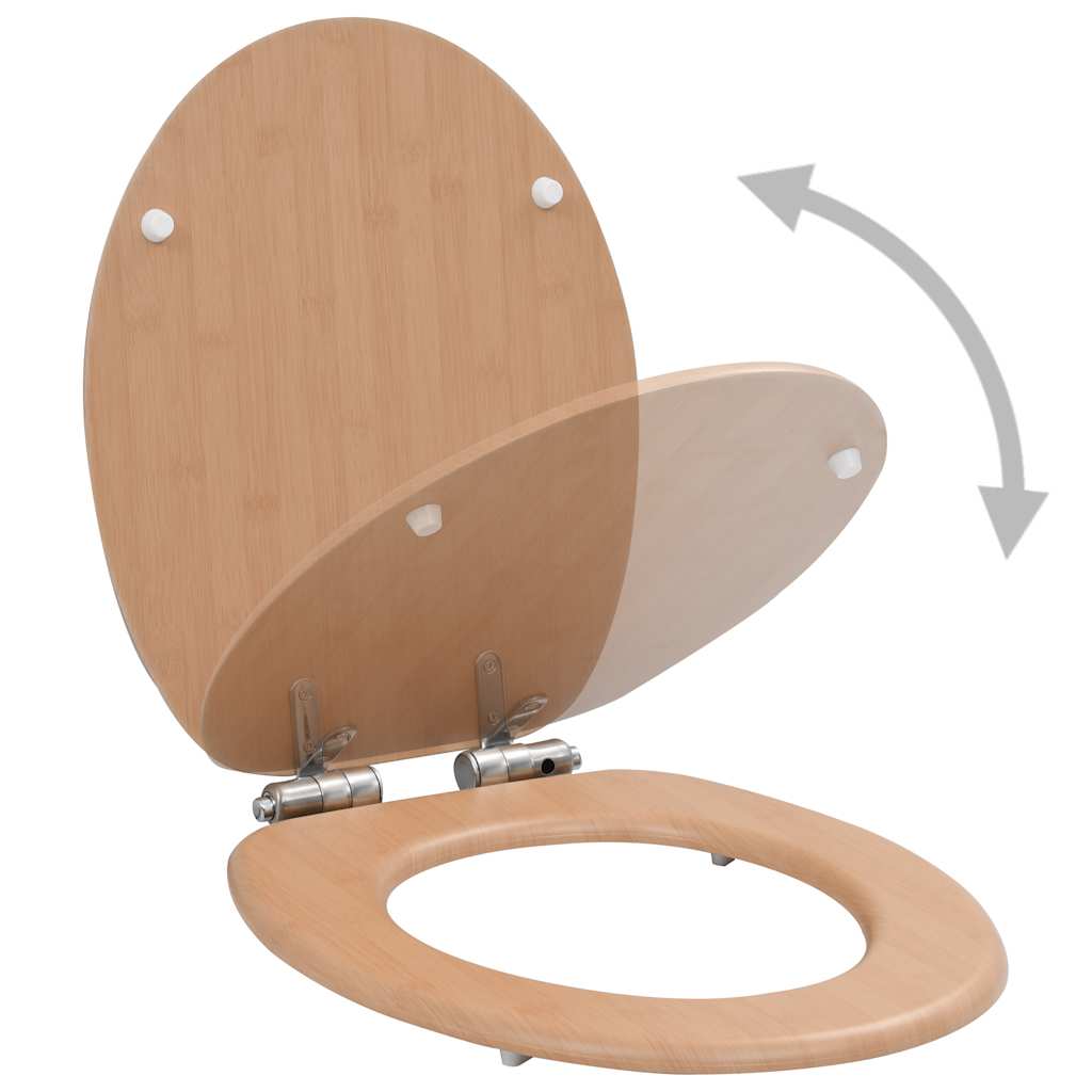 2 db bambuszmintás MDF WC-ülőke lassan csukódó fedéllel