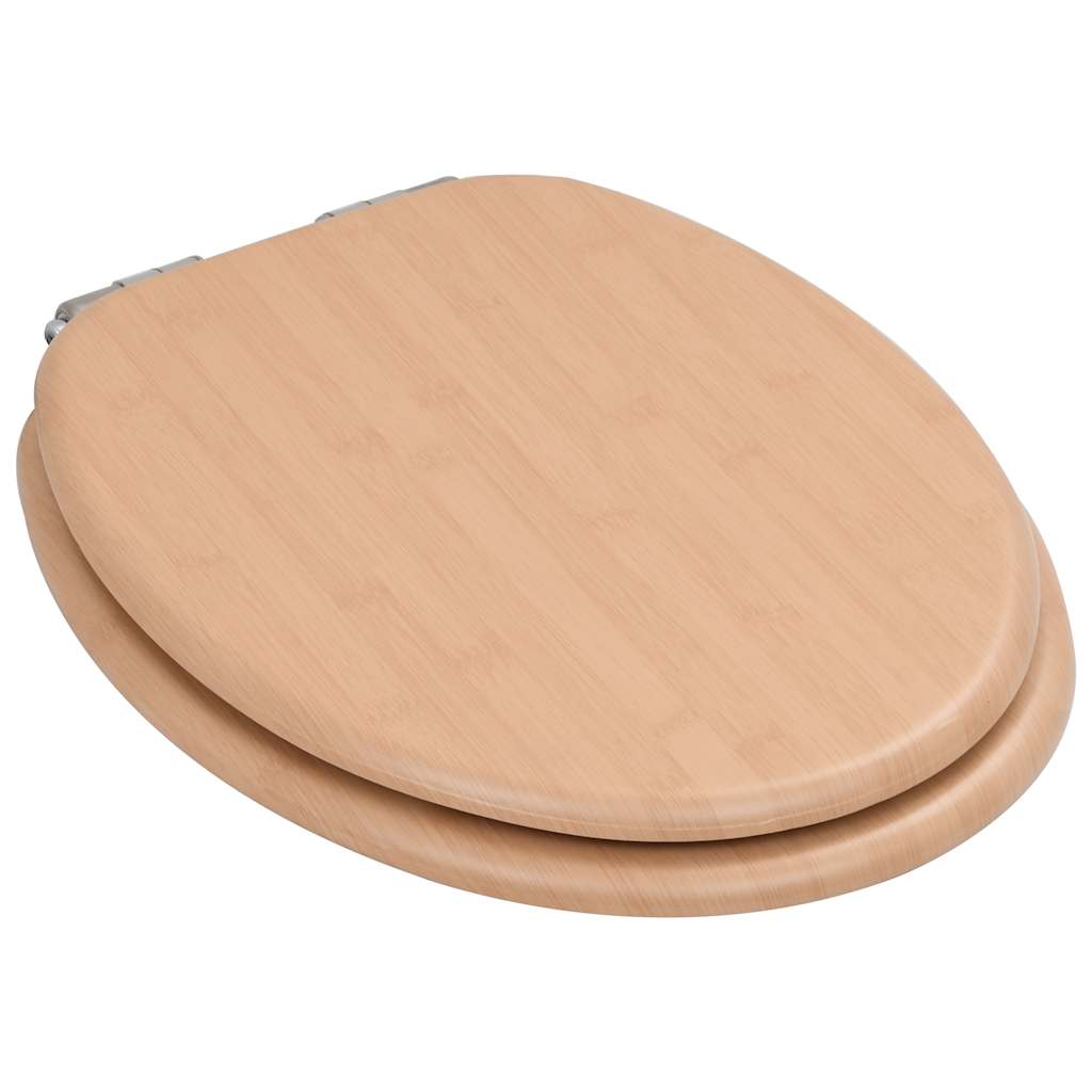 2 db bambuszmintás MDF WC-ülőke lassan csukódó fedéllel