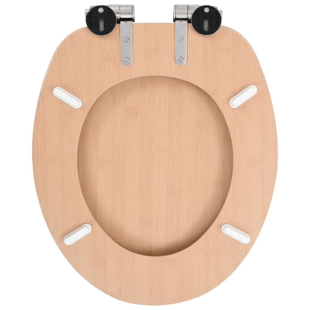 2 db bambuszmintás MDF WC-ülőke lassan csukódó fedéllel
