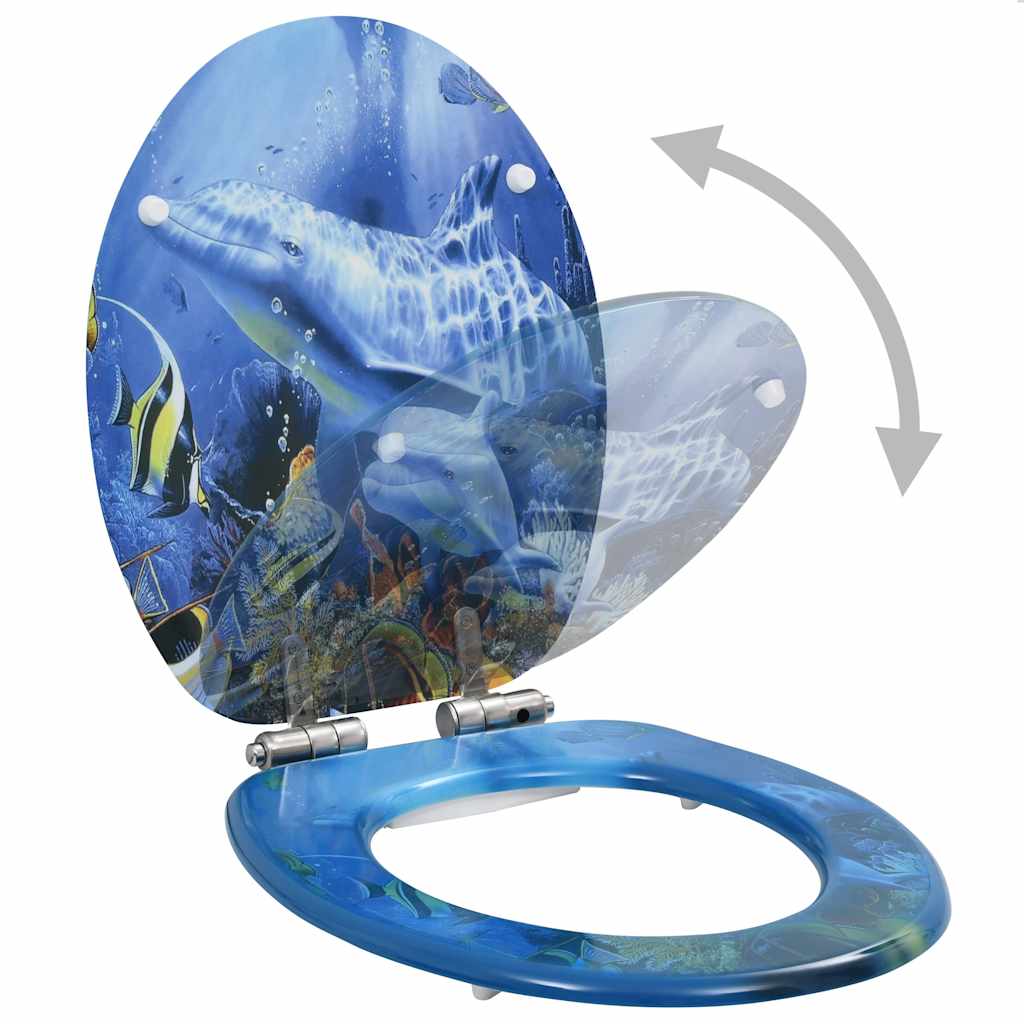 2 db delfinmintás MDF WC-ülőke lassan csukódó fedéllel