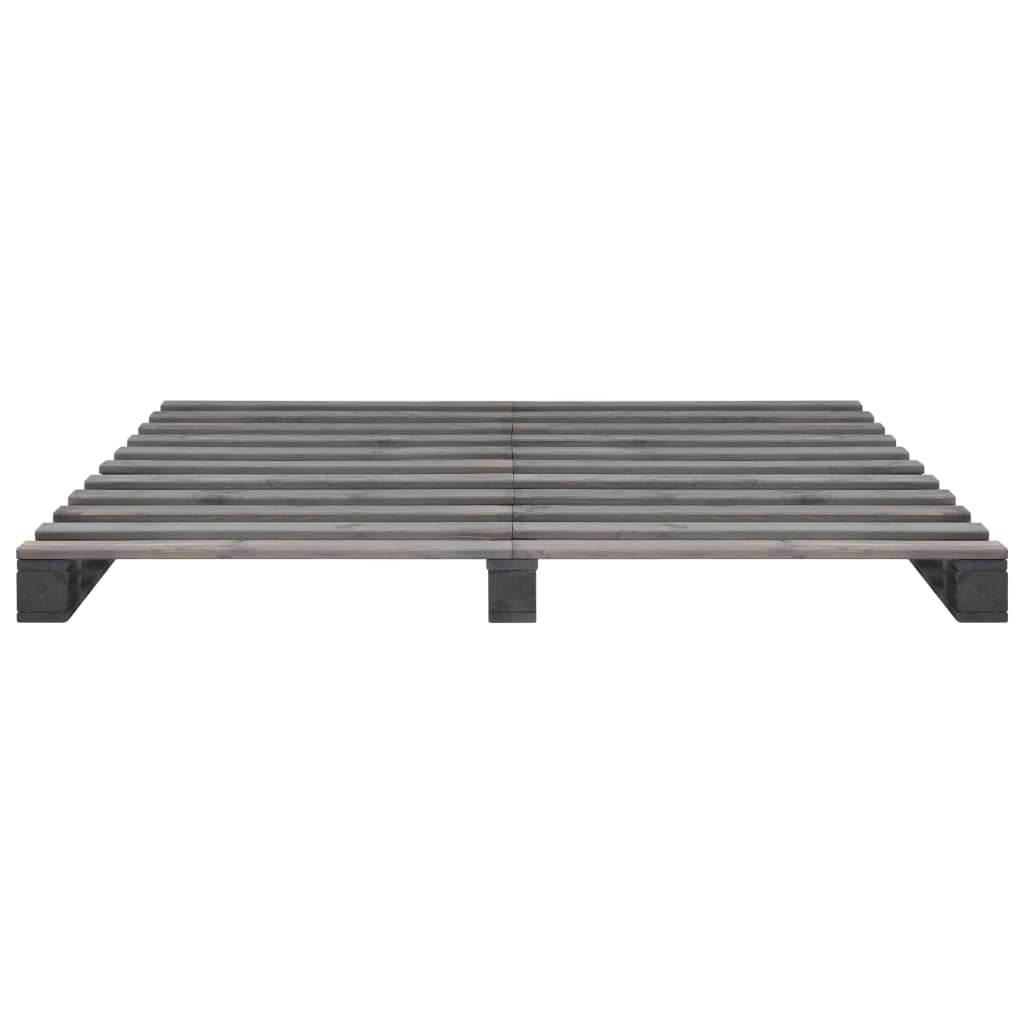 szürke tömör fenyőfa raklap ágykeret 200 x 200 cm