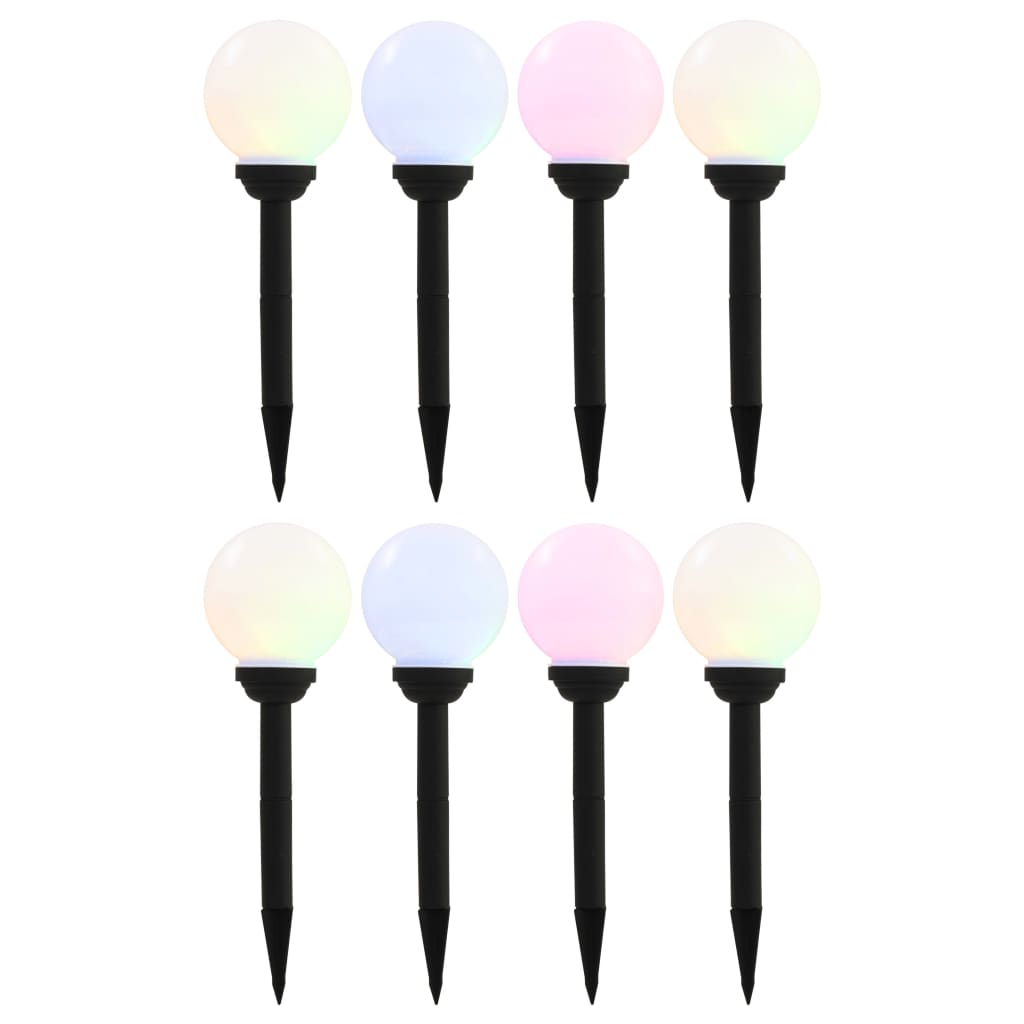 8 db napelemes kültéri LED gömblámpa 15 cm RGB