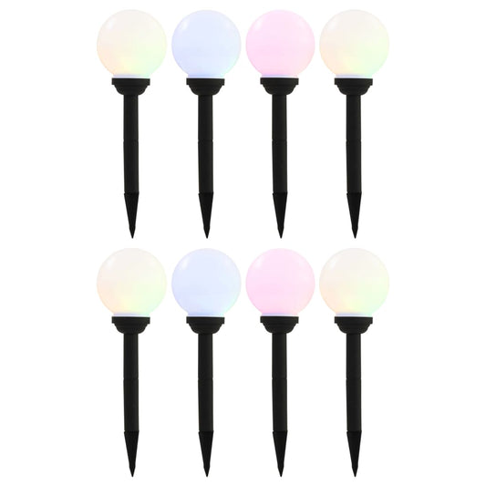 8 db napelemes kültéri LED gömblámpa 15 cm RGB