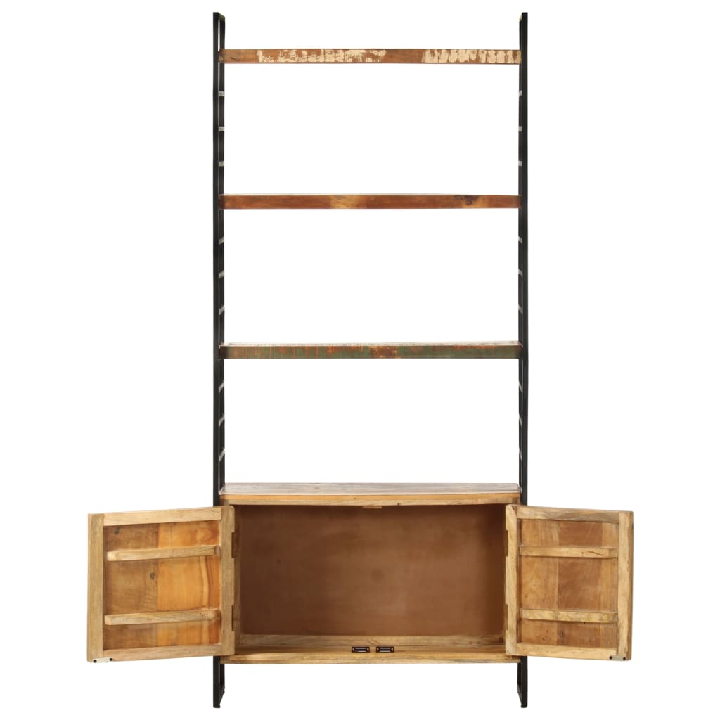 4 szintes tömör újrahasznosított fa könyvespolc 80x30x180 cm