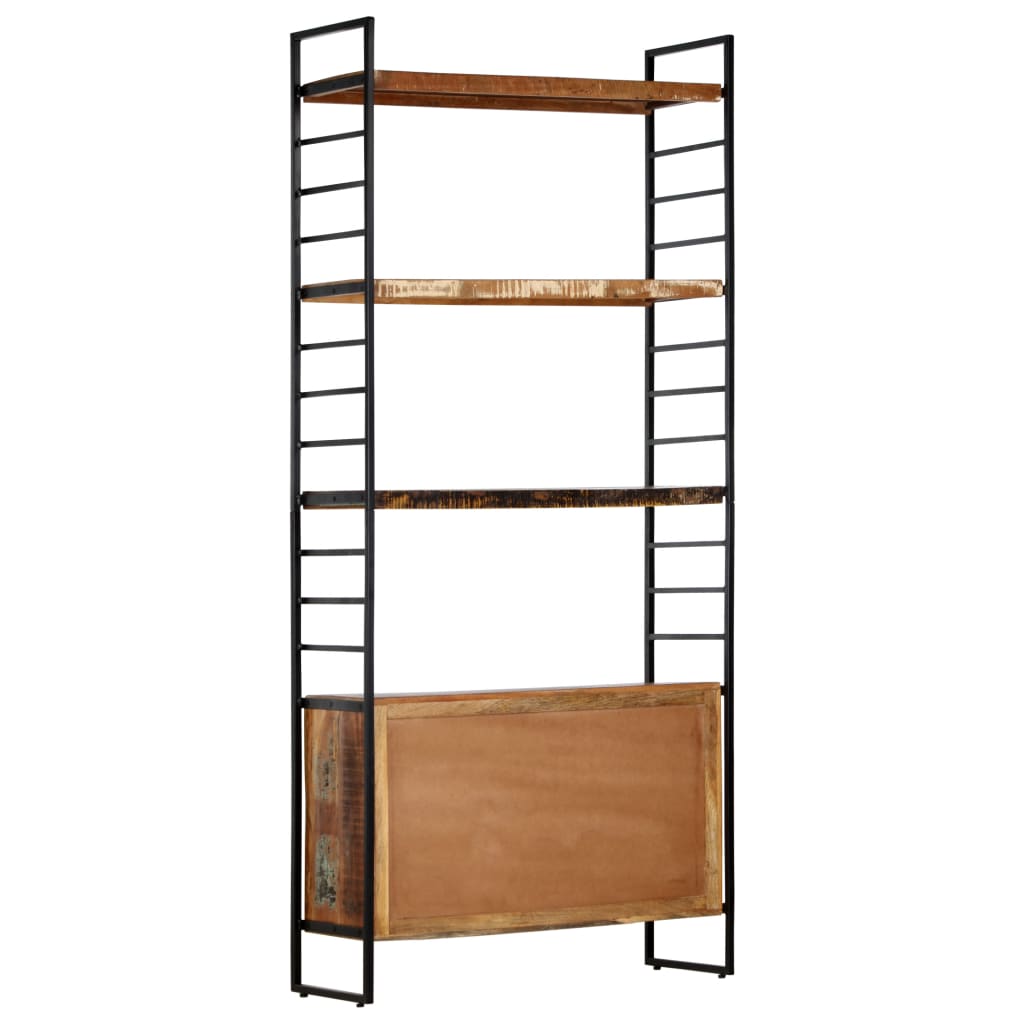 4 szintes tömör újrahasznosított fa könyvespolc 80x30x180 cm