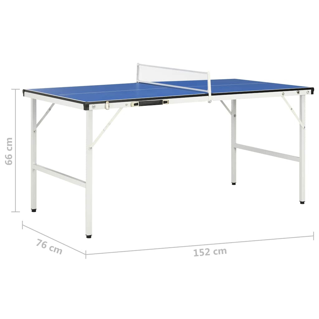 1,5 méteres kék pingpongasztal hálóval 152 x 76 x 66 cm