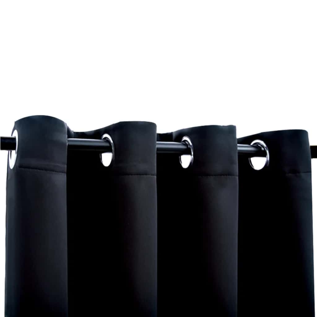 2 db fekete sötétítőfüggöny fémgyűrűkkel 140 x 245 cm