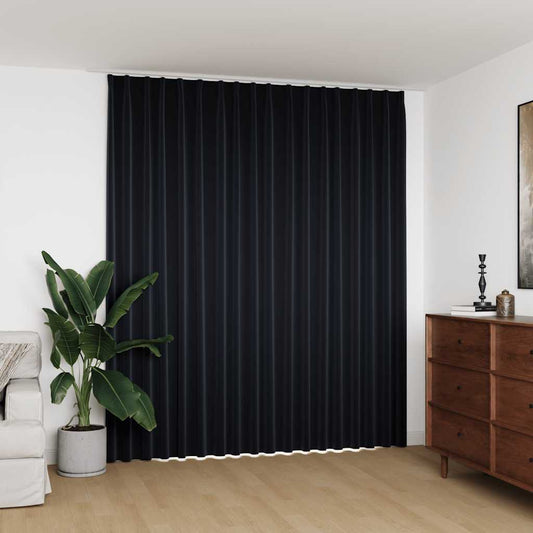 fekete sötétítőfüggöny kampókkal 290 x 245 cm