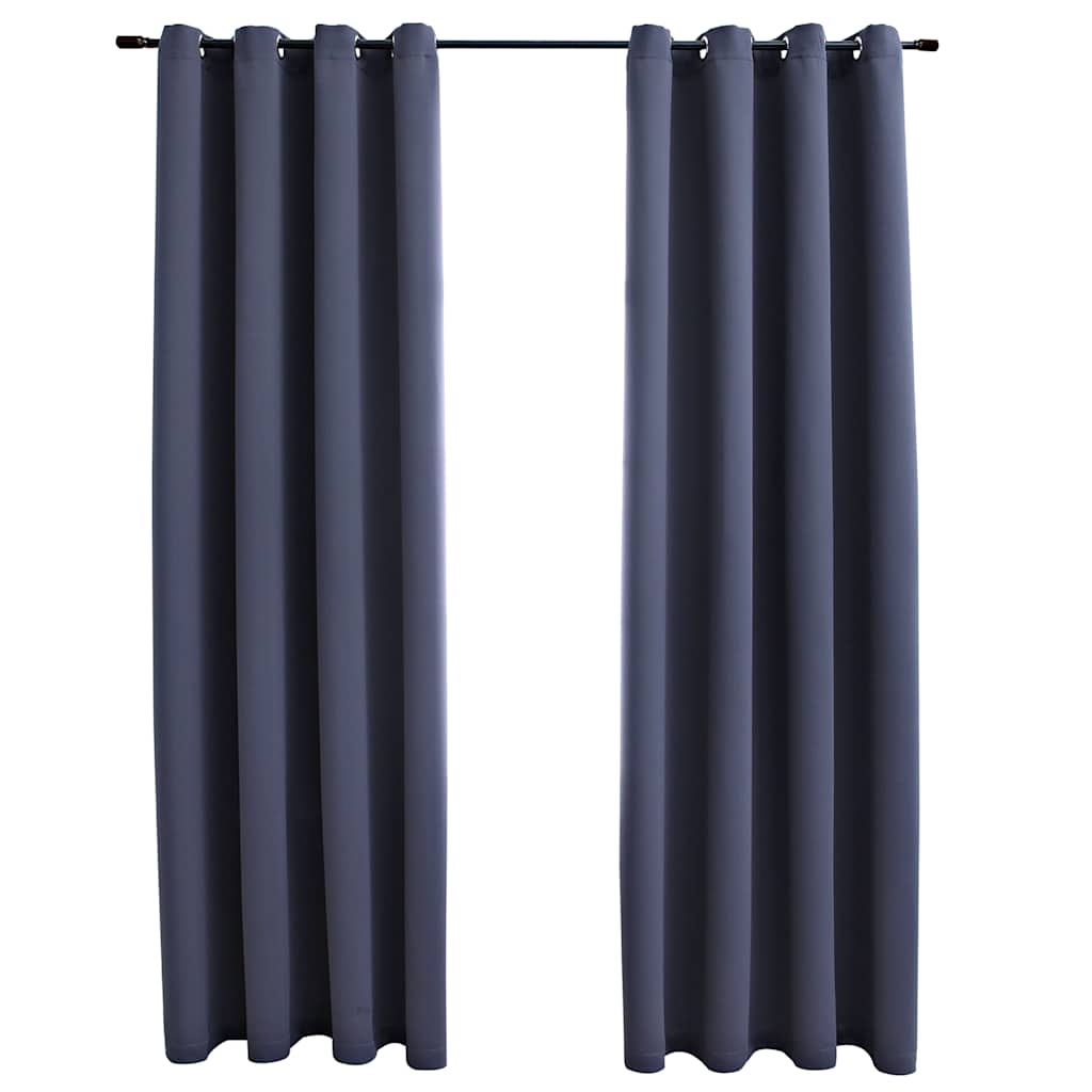 2 db antracitszürke sötétítőfüggöny fémgyűrűkkel 140 x 245 cm
