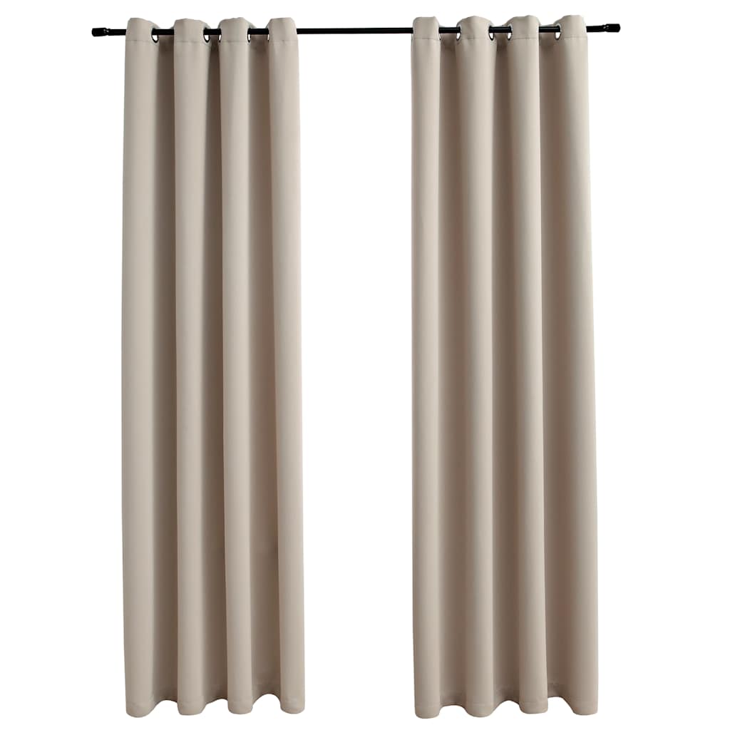 2 db bézs sötétítőfüggöny fémgyűrűkkel 140 x 225 cm