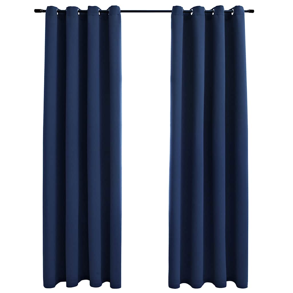 2 db kék sötétítőfüggöny fémgyűrűkkel 140 x 175 cm