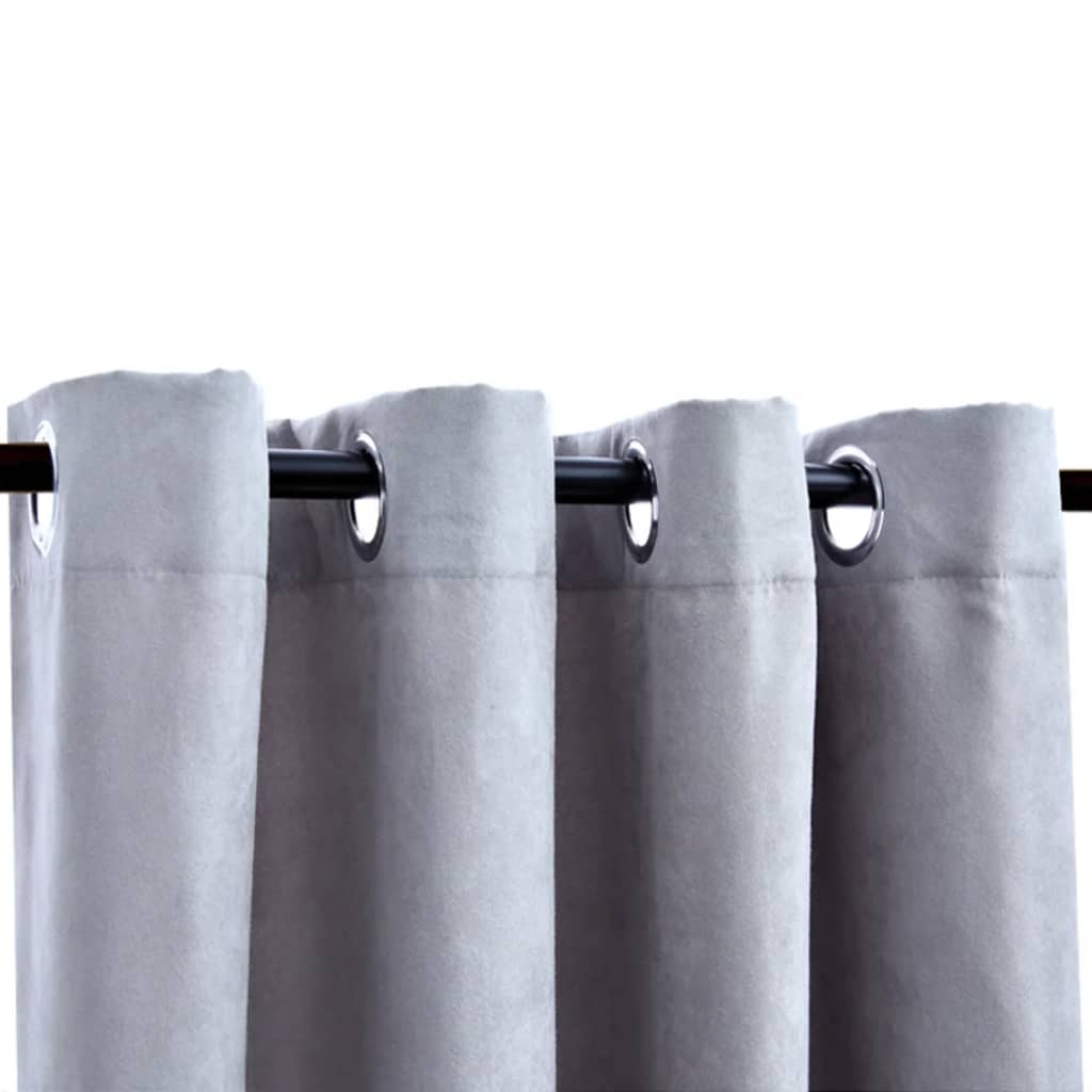 2 db szürke sötétítőfüggöny fémgyűrűkkel 140 x 225 cm