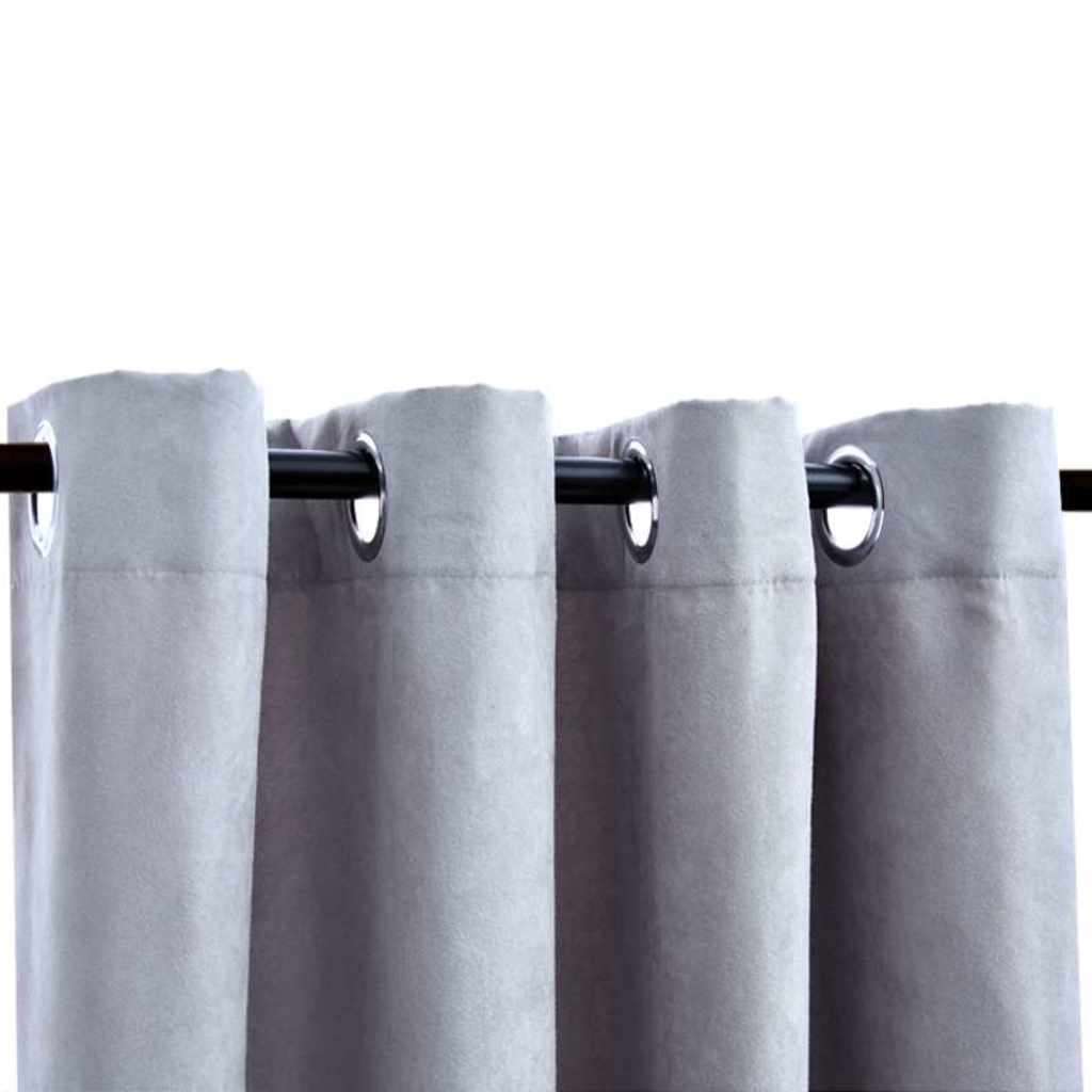 2 db szürke sötétítőfüggöny fémgyűrűkkel 140 x 245 cm