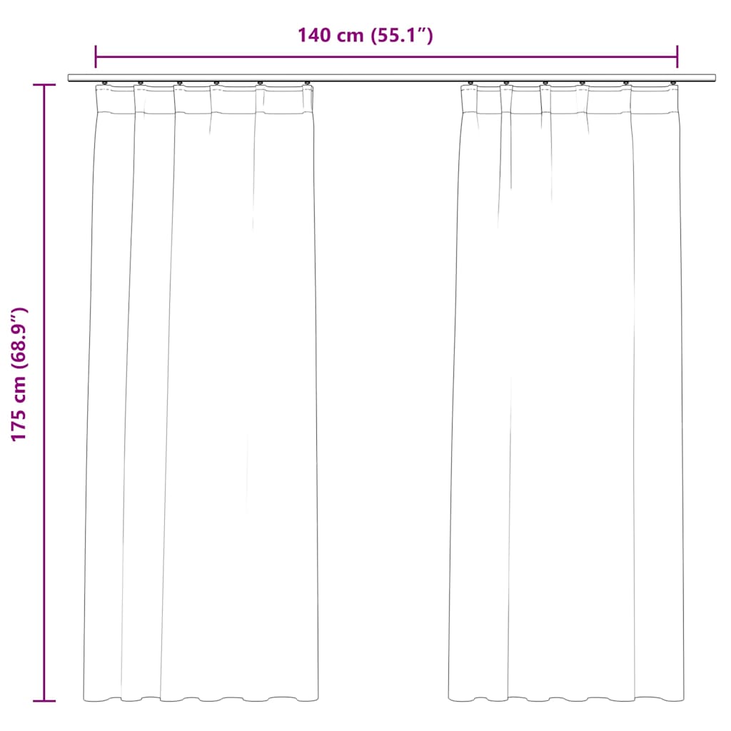 2 db fekete bársony sötétítőfüggöny kampókkal 140 x 175 cm