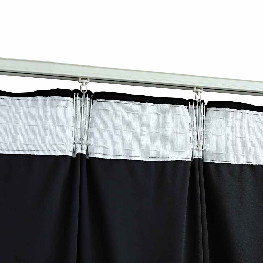 2 db fekete bársony sötétítőfüggöny kampókkal 140 x 225 cm