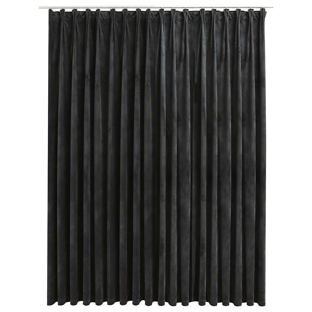 antracitszürke bársony sötétítőfüggöny kampókkal 290 x 245 cm