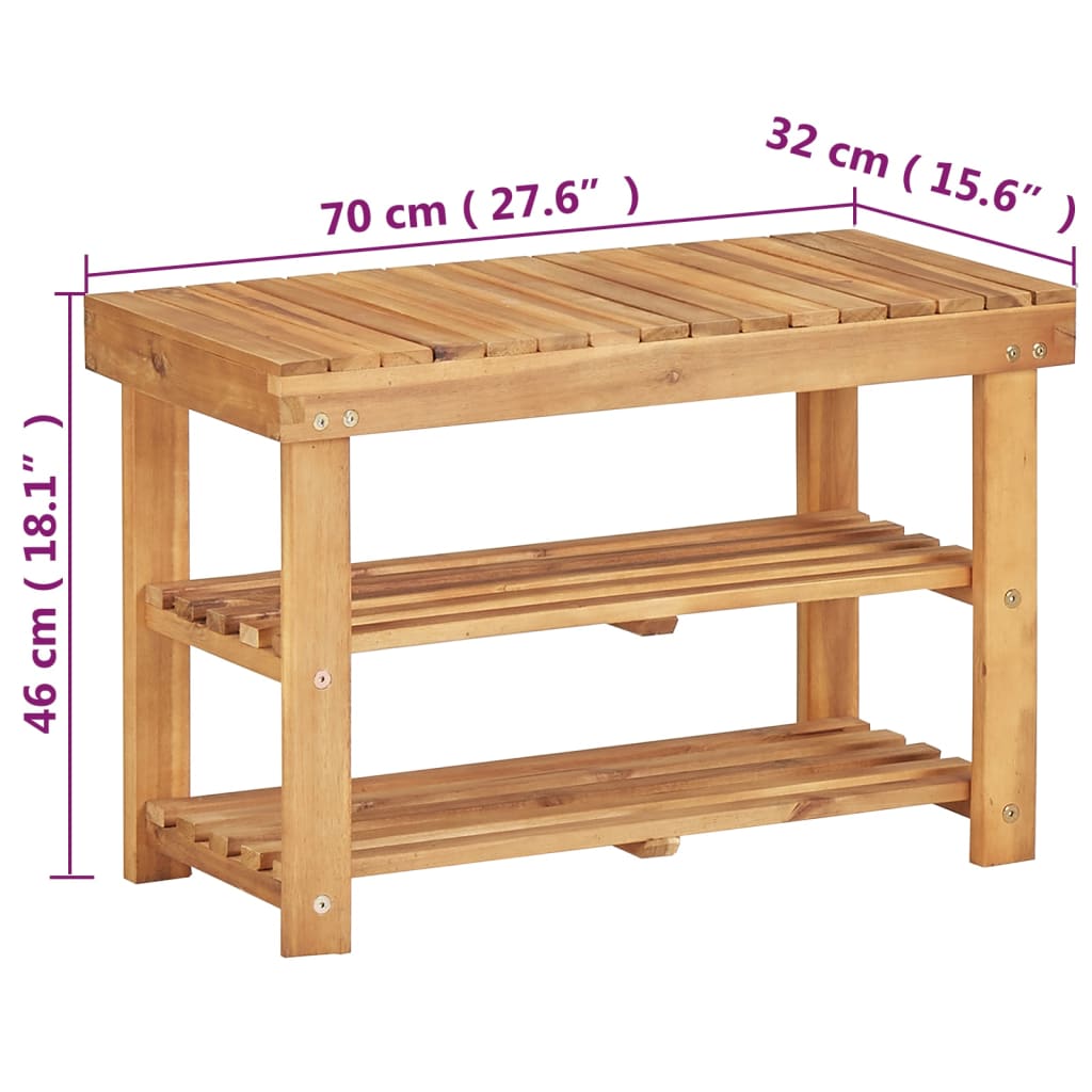 tömör akácfa cipőtartó 70 x 32 x 46 cm