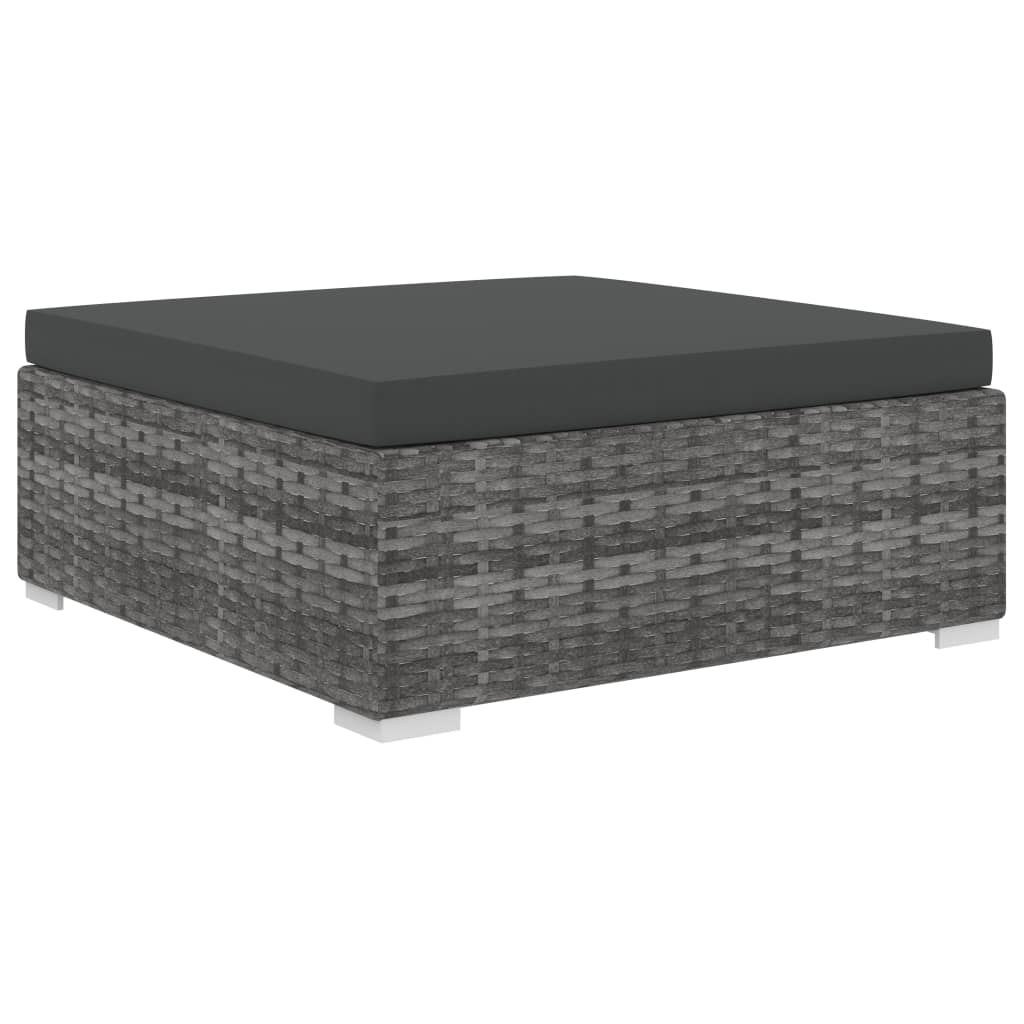 4-részes szürke polyrattan kerti bútorszett párnákkal