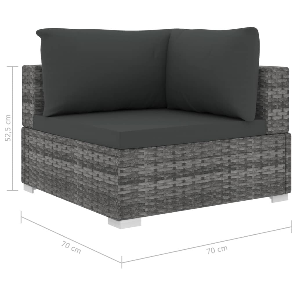 4-részes szürke polyrattan kerti bútorszett párnákkal