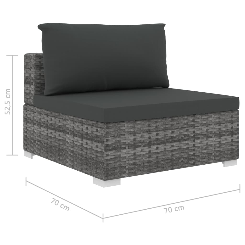 5-részes szürke polyrattan kerti bútorszett párnákkal