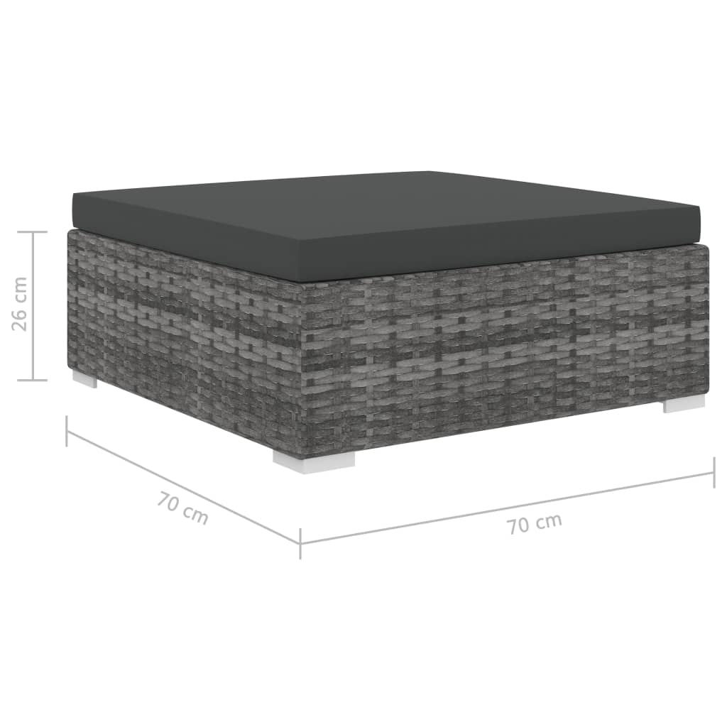 5-részes szürke polyrattan kerti bútorszett párnákkal
