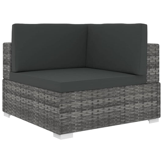 1 db szürke polyrattan moduláris sarokfotel párnákkal