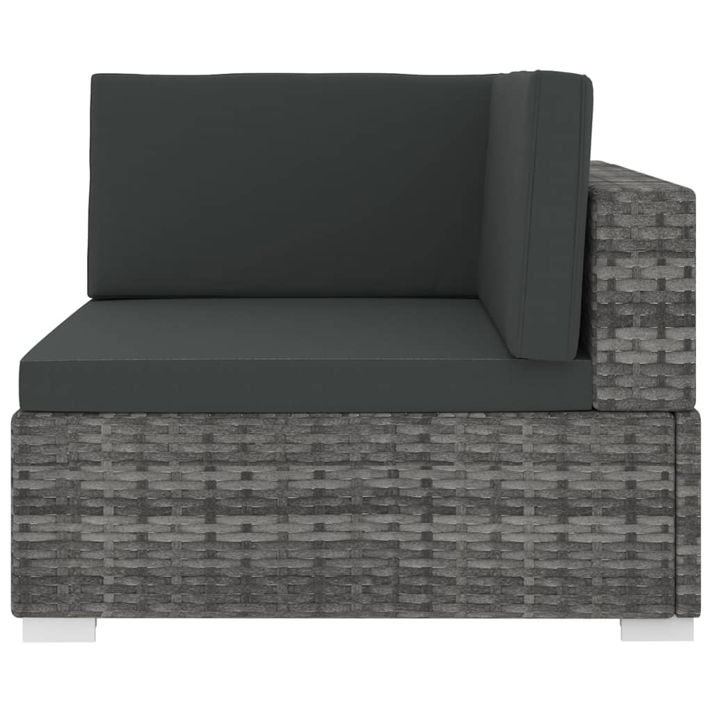 1 db szürke polyrattan moduláris sarokfotel párnákkal