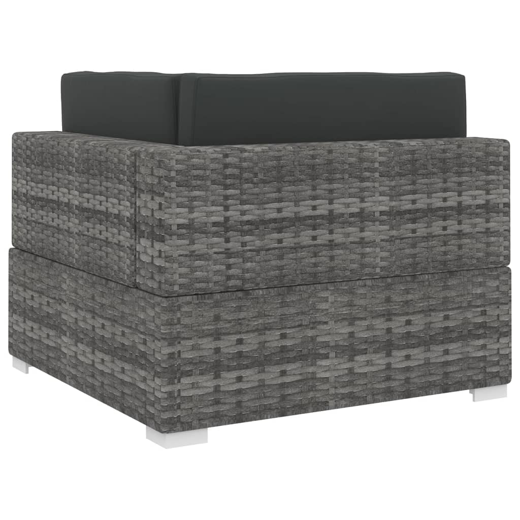 1 db szürke polyrattan moduláris sarokfotel párnákkal