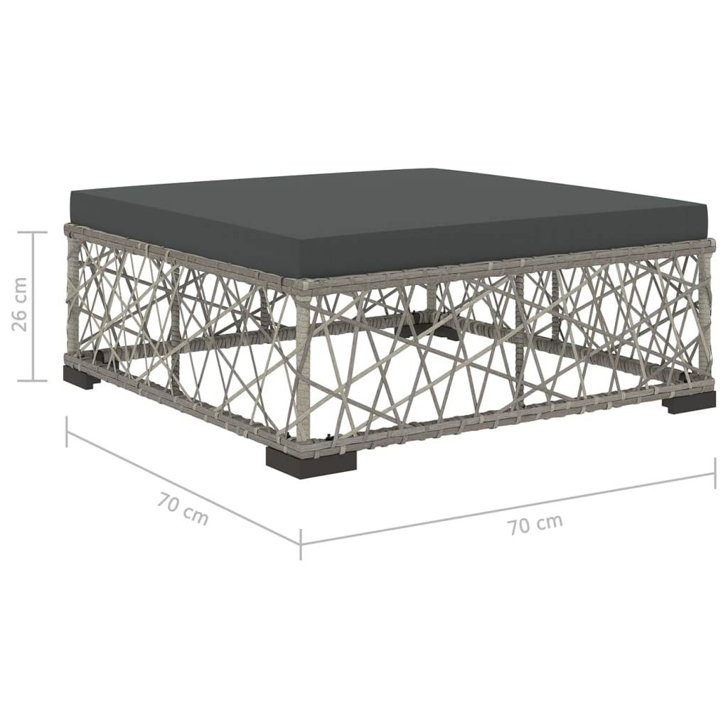 6-részes szürke polyrattan kerti bútorszett párnákkal