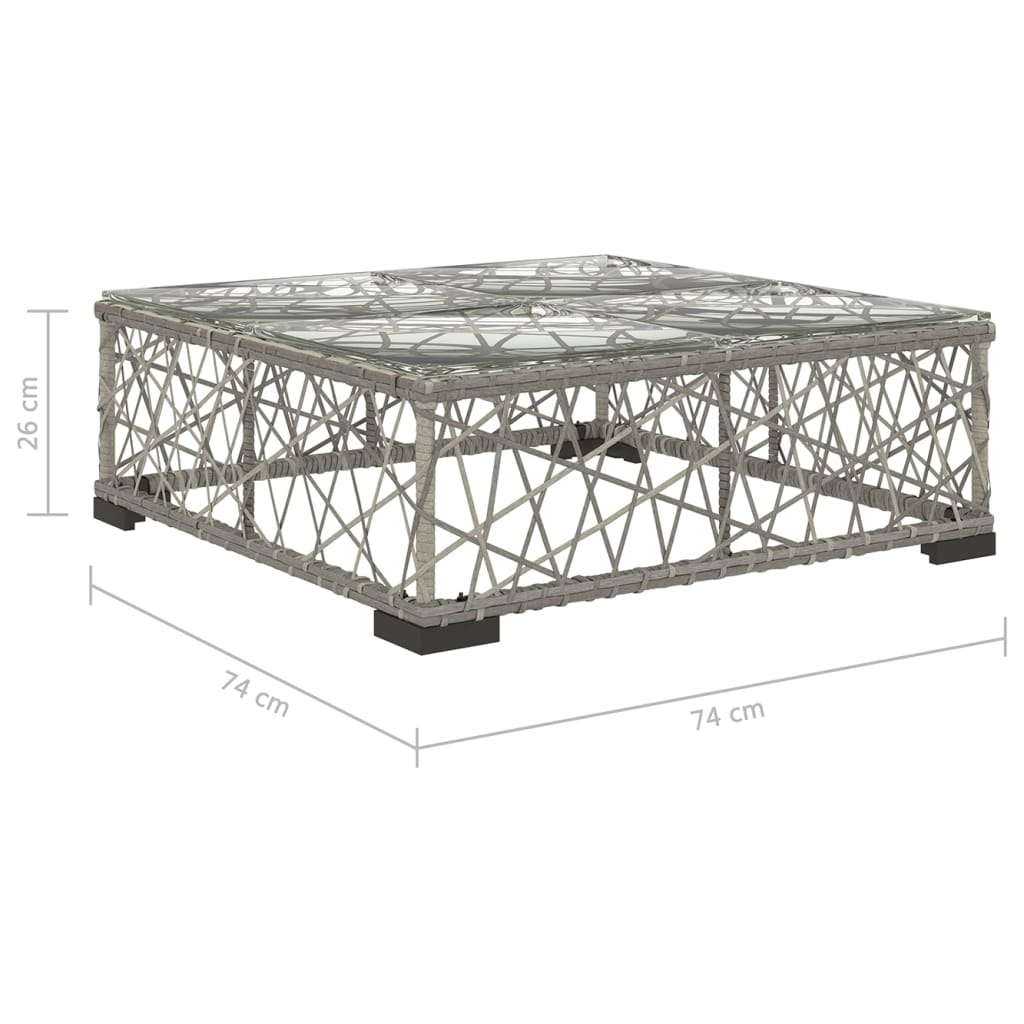 6-részes szürke polyrattan kerti bútorszett párnákkal
