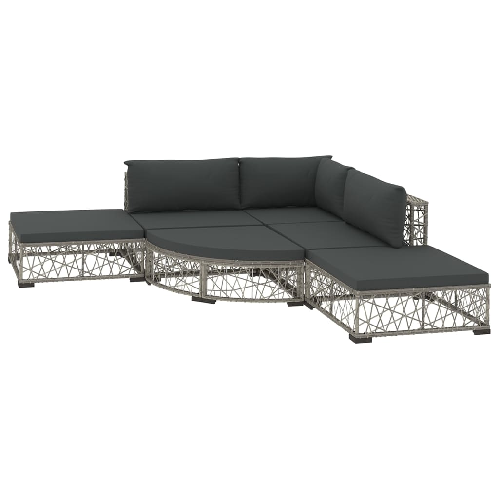 6 részes szürke polyrattan kerti ülőgarnitúra párnákkal