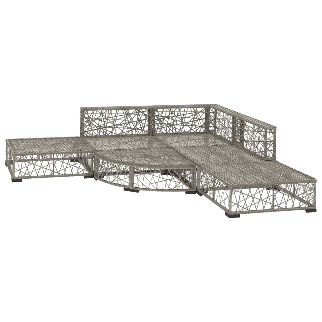 6 részes szürke polyrattan kerti ülőgarnitúra párnákkal
