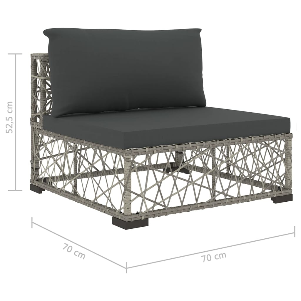 6-részes szürke polyrattan kerti bútorszett párnákkal