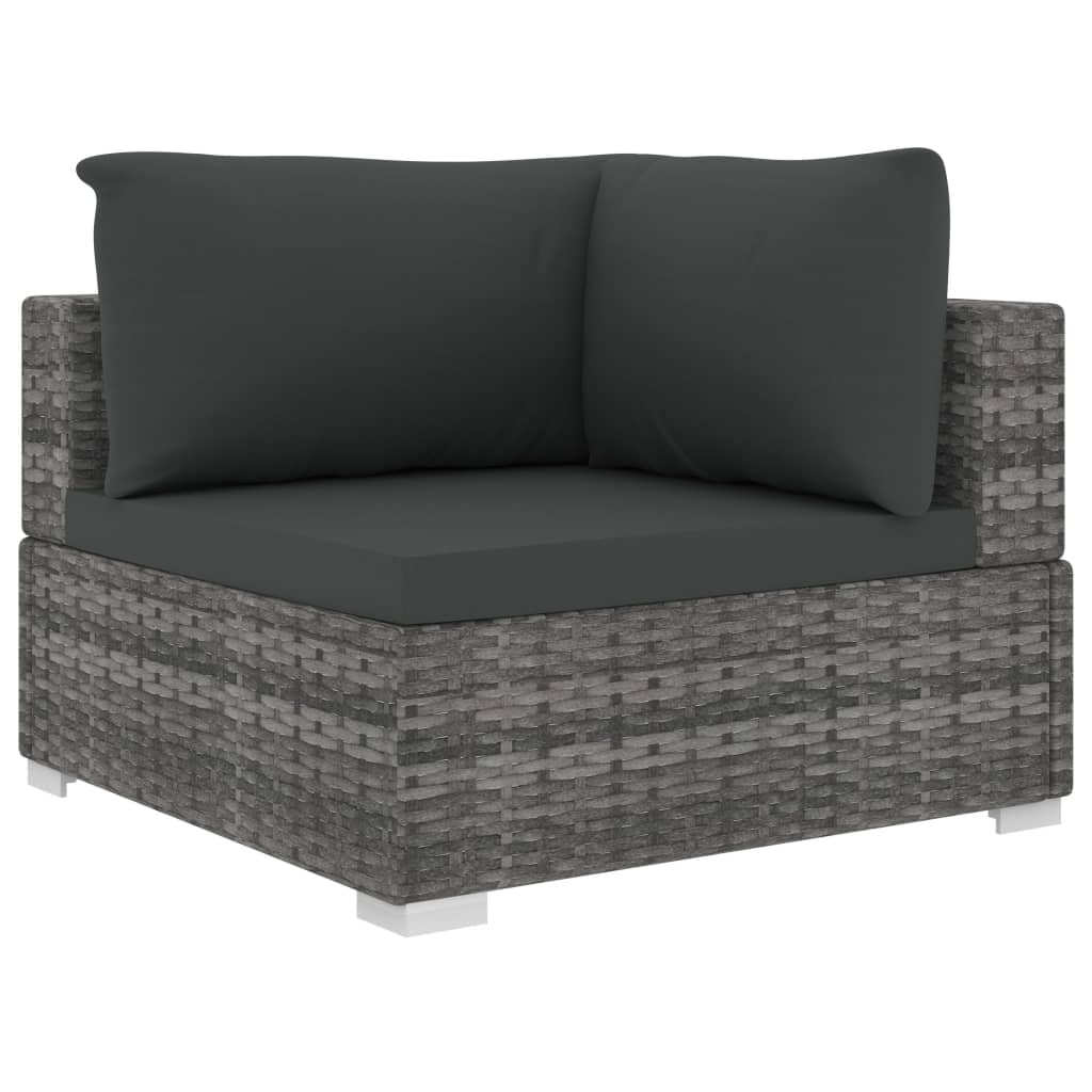 11-részes szürke polyrattan kerti bútorszett párnákkal