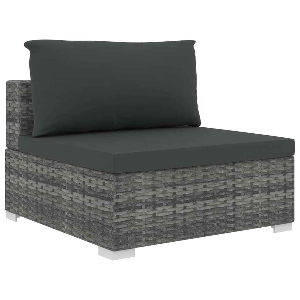 11-részes szürke polyrattan kerti bútorszett párnákkal