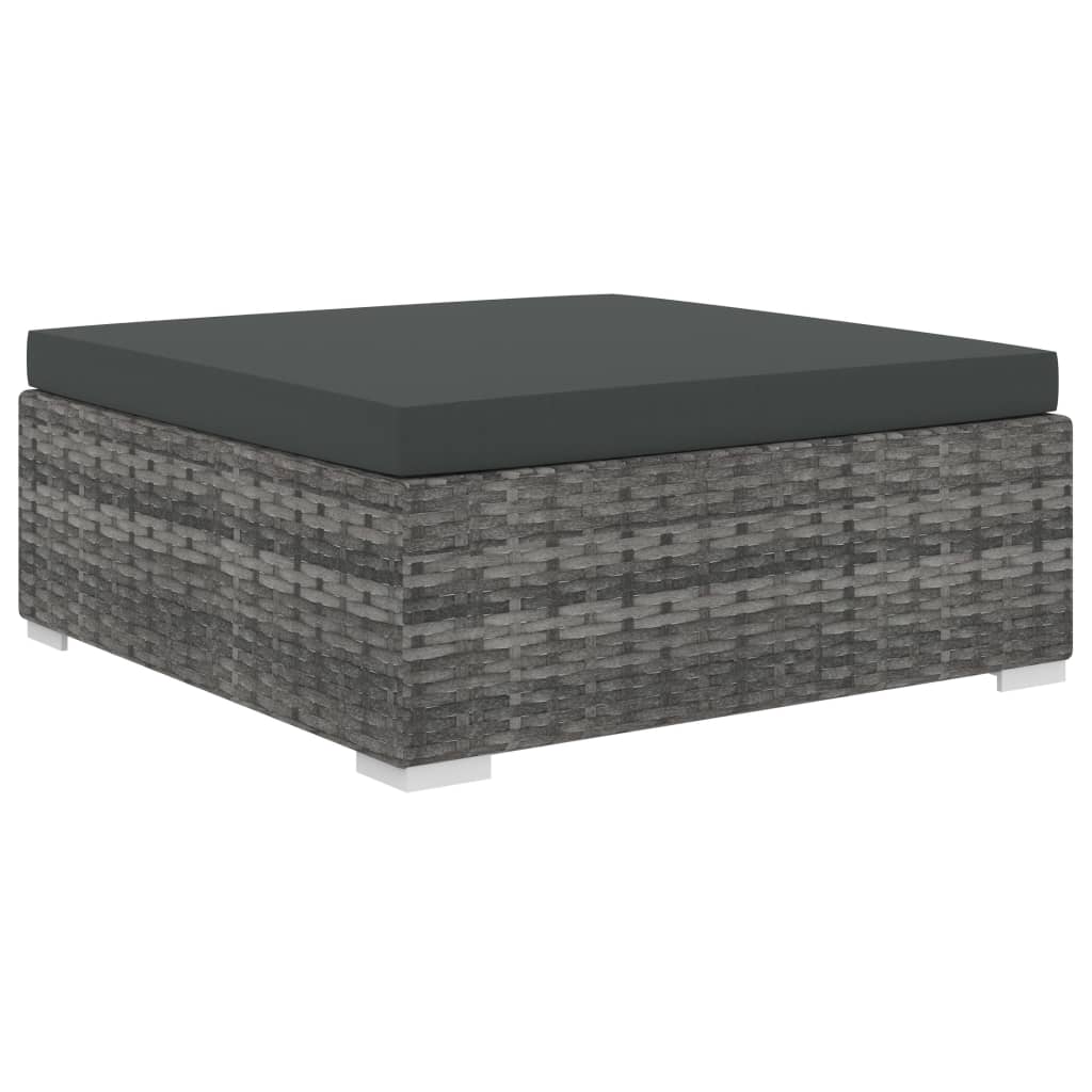 11-részes szürke polyrattan kerti bútorszett párnákkal