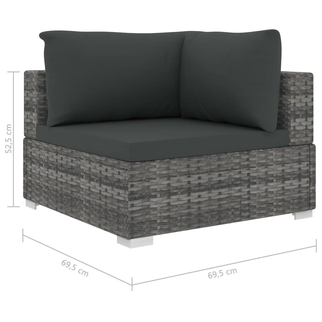 11-részes szürke polyrattan kerti bútorszett párnákkal
