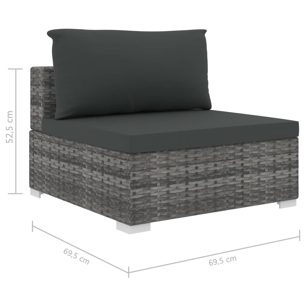11-részes szürke polyrattan kerti bútorszett párnákkal