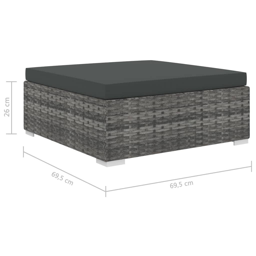 11-részes szürke polyrattan kerti bútorszett párnákkal