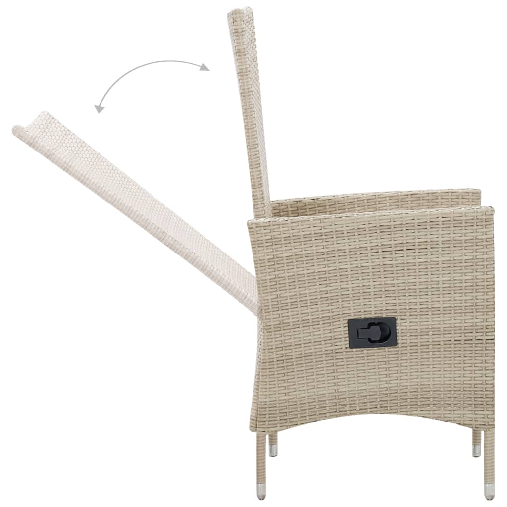 9 részes bézs polyrattan kültéri étkezőszett párnákkal