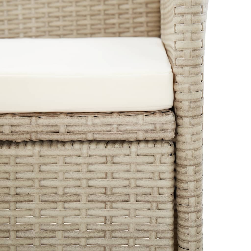 9 részes bézs polyrattan kültéri étkezőszett párnákkal